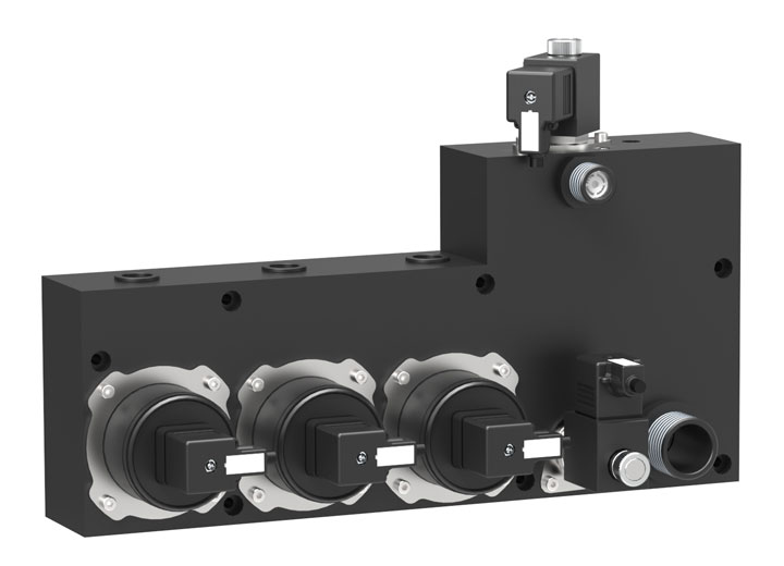 Evaporative humidifier hydraulic unit