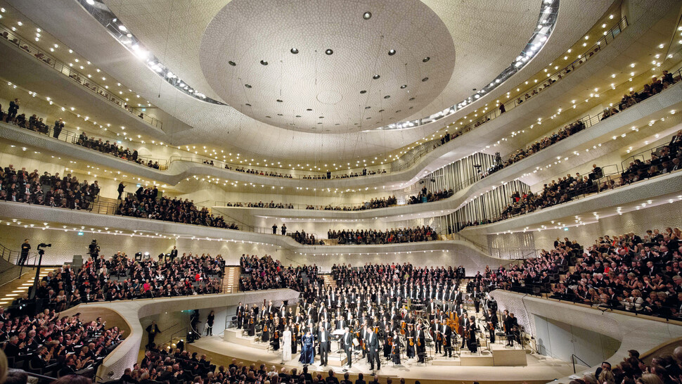 Concert hall with symphony orchestra