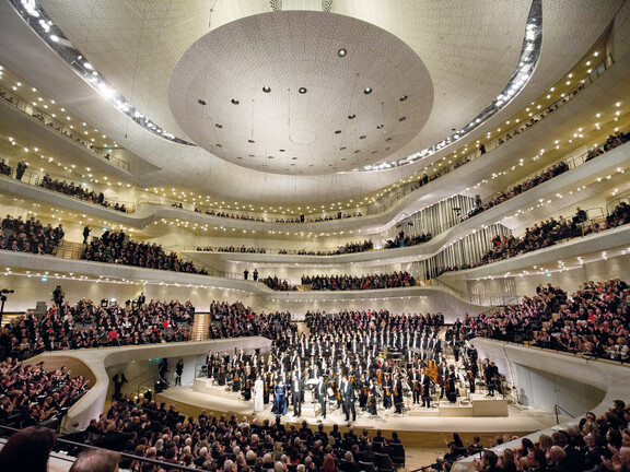 Concert hall with symphony orchestra