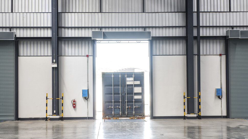 Warehouse loading bay door open